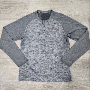 Lululemon Metal Vent Tech Henley Shirt Heather Gray Lightweight Gym Men's M